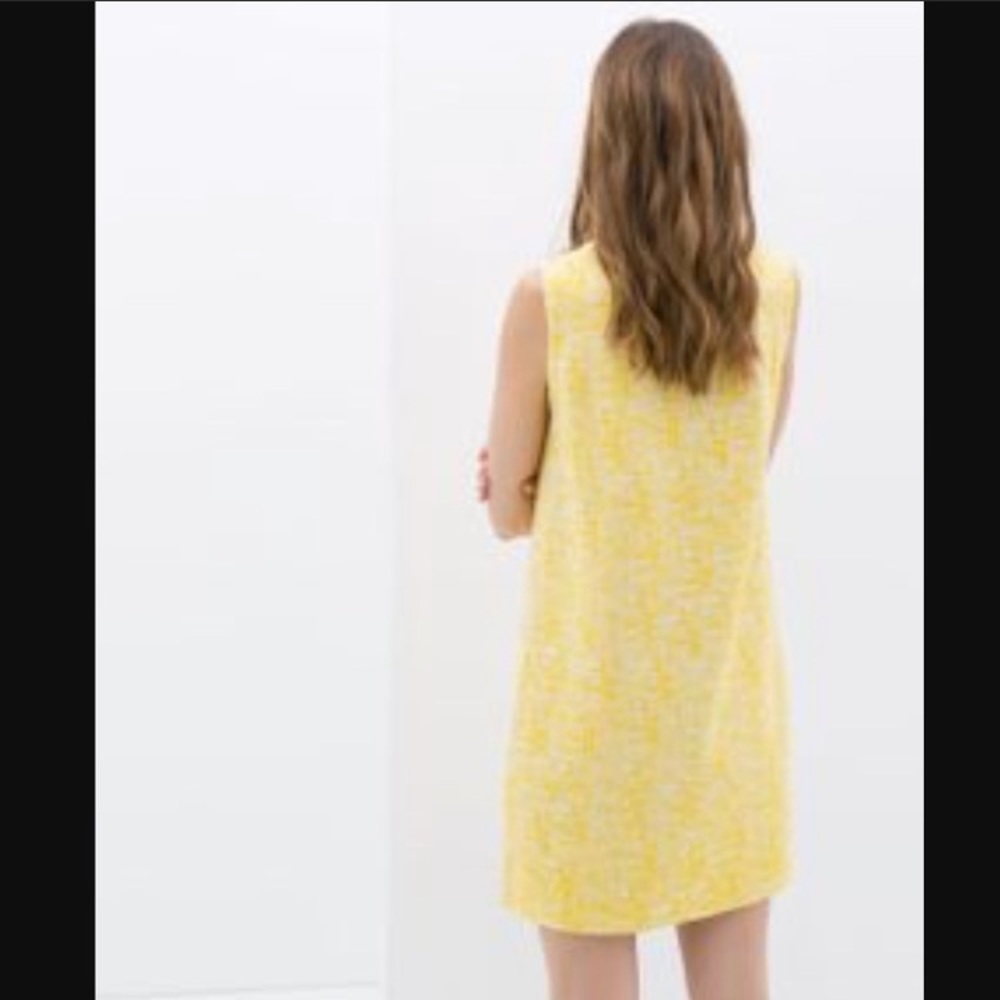 Zara knit yellow white shift dress